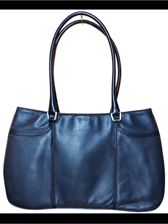 Prada Handbags - Prada🌟Black Smooth Leather and silver hardware Shoulder Bag! Offers welcome!